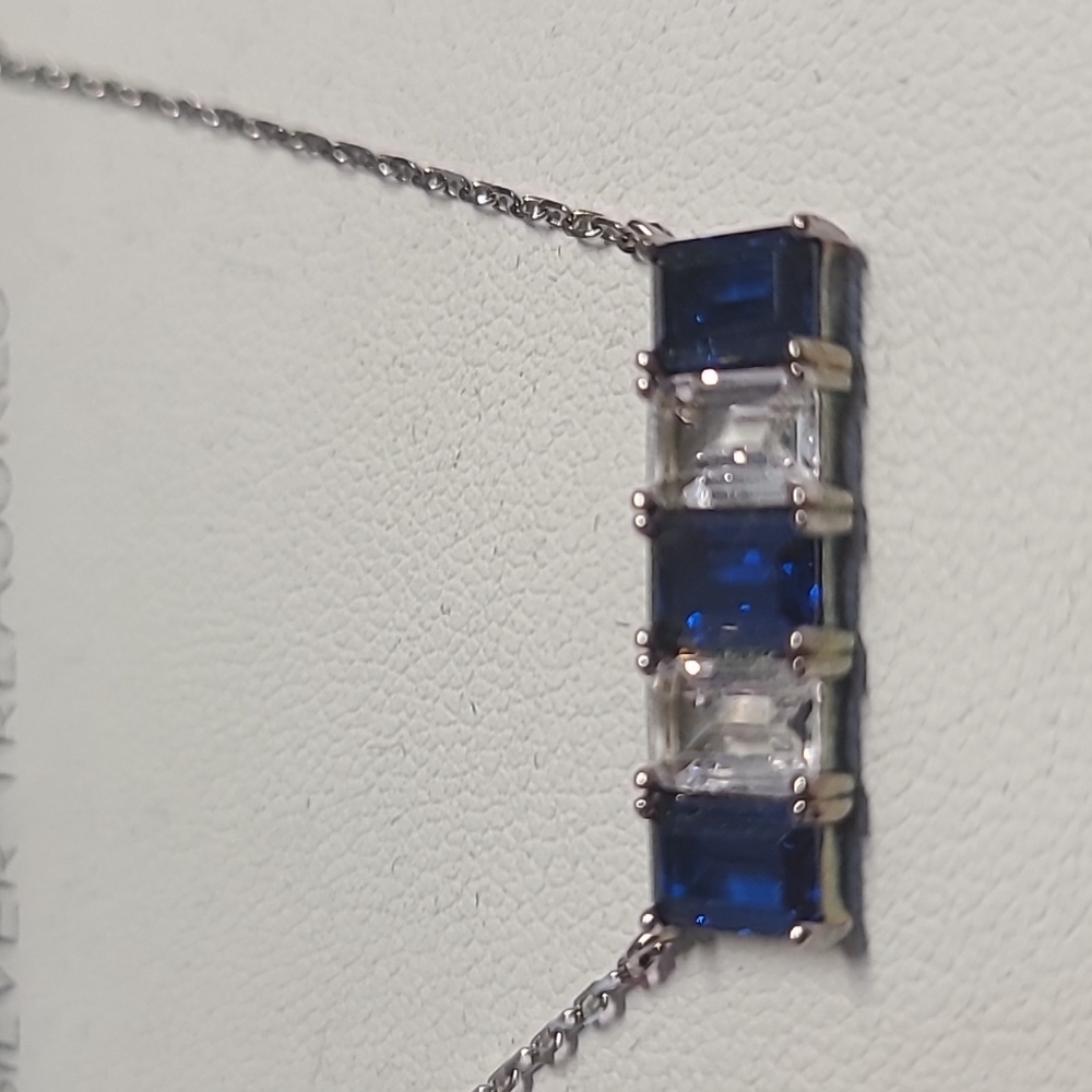 BEAUTIFUL STERLING SILVER LAB CREATED STONES WITH CZ 18" - Picture 2 of 4